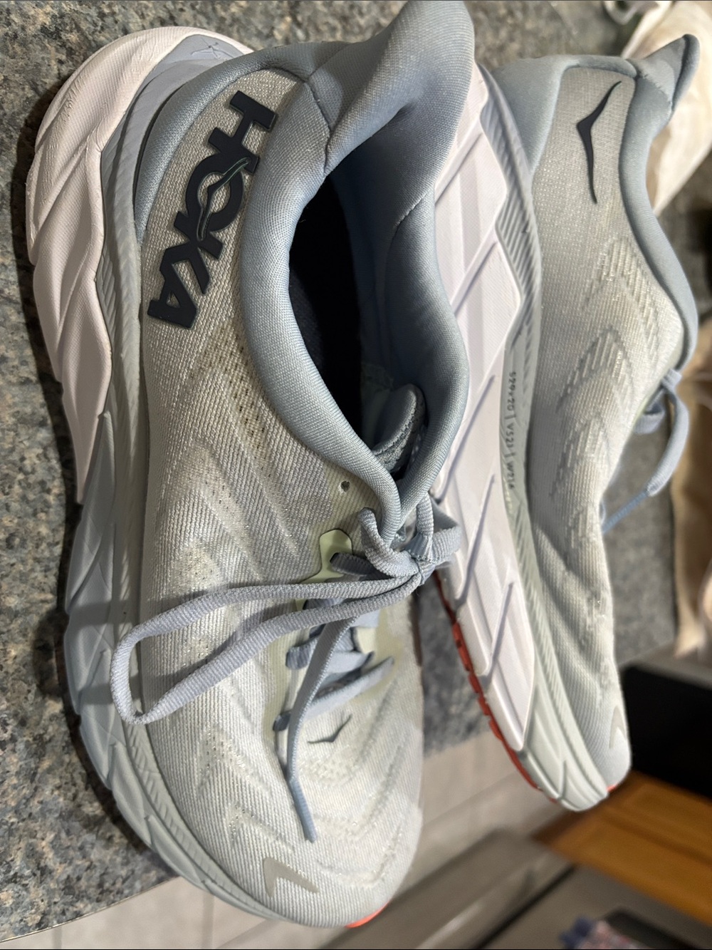 Hoka Light blue and White Road Running Shoes